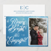 Merry Bright Engaged Blue Snowflake Bokeh foto Feestdagenkaart (Voorkant / Achterkant)