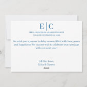 Merry Bright Engaged Blue Snowflake Bokeh foto Feestdagenkaart (Achterkant)