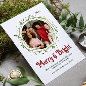 Merry & Bright Familie Foto Krans Kerst Kaarten