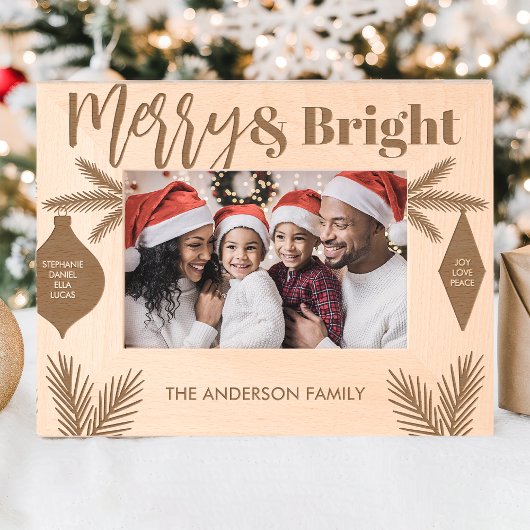 Merry & Bright Familienamen Kerst Keepsake Gegraveerde Lijstjes