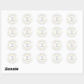 Merry Bright Family Adres Deer Stars Gold White Ronde Sticker (Vel)