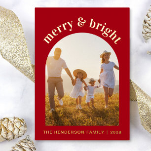 Merry Bright Family Arched Photo Folie Feestdagenkaart