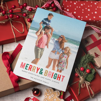 Merry Bright Family-fotobudgetkerkerst Feestdagenkaart