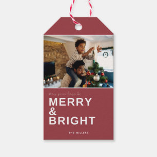 Merry Bright Family Labels met kerstcadeaus voor k Cadeaulabel