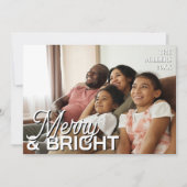 Merry & Bright Family Photo Elegant Light Gray Feestdagenkaart (Voorkant)