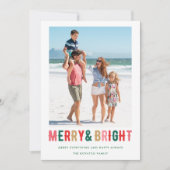 Merry Bright Family Photo Holly Feestdagenkaart (Voorkant)