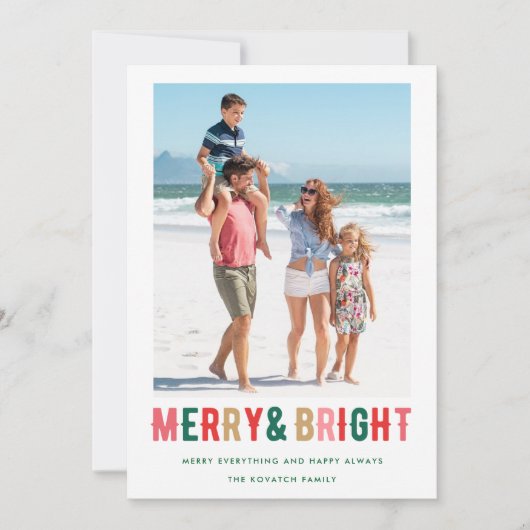 Merry Bright Family Photo Holly Feestdagenkaart (Voorkant)