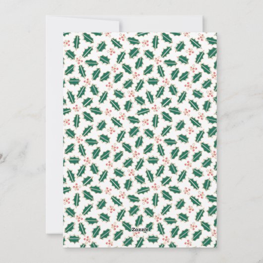 Merry Bright Family Photo Holly Feestdagenkaart (Achterkant)