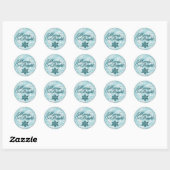 Merry & Bright · Faux Glass Look · Blauwgroen snee Ronde Sticker (Vel)
