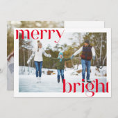 Merry Bright Festieve Rode Typografie Fun Twee Fot Feestdagenkaart (Voorkant / Achterkant)