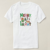 Merry & Bright, Festive Christmas Holiday Design T-shirt (Design voorkant)