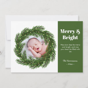 Merry & Bright Fir Tree Lijst Foto Kerst Feestdagenkaart