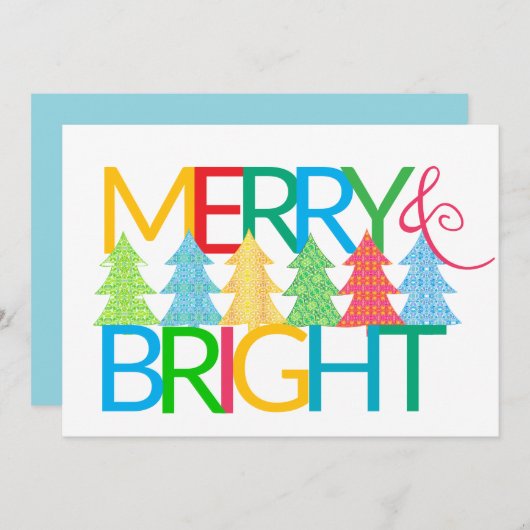 Merry & Bright Flat Christmas Kaart (Voorkant / Achterkant)