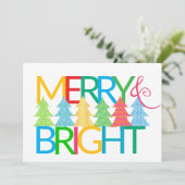 Merry & Bright Flat Christmas Kaart (Staand voorkant)