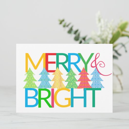 Merry & Bright Flat Christmas Kaart (Staand voorkant)
