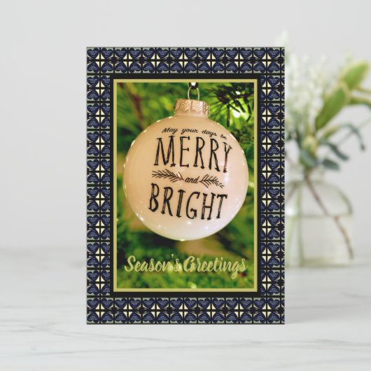 Merry & Bright Flat Vakantie Kaart (Staand voorkant)