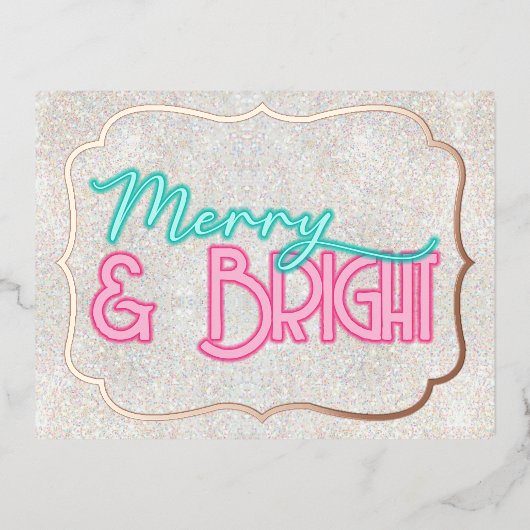 Merry & Bright Folie Feestdagen Briefkaart (Voorkant)