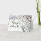 Merry Bright Forest Snowflakes Chickadee Bird Feestdagen Kaart (Voorkant)