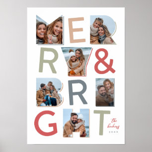 Merry & Bright foto collage ontwerp Poster