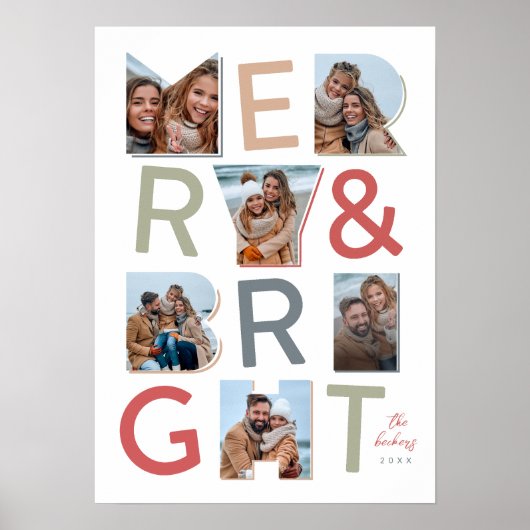 Merry & Bright foto collage ontwerp Poster (Voorkant)