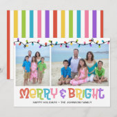 Merry & Bright Foto Feestdagenkaart (Voorkant / Achterkant)