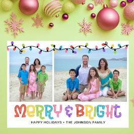 Merry & Bright Foto Feestdagenkaart