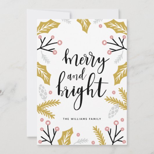 Merry & Bright | Foto Kerstkaart (Voorkant)