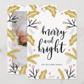 Merry & Bright | Foto Kerstkaart (Voorkant / Achterkant)