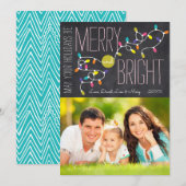 Merry & Bright Foto Kerstkaart - Verticaal (Voorkant / Achterkant)