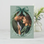 Merry & Bright Foto Kerstmis Feestdagenkaart (Staand voorkant)