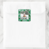 Merry & Bright Foto Metallic Glitter Vierkante Sticker (Tas)