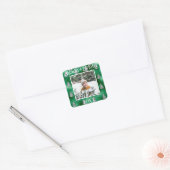 Merry & Bright Foto Metallic Glitter Vierkante Sticker (Envelop)