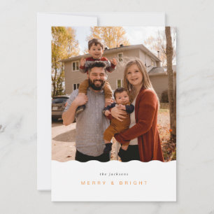 Merry & Bright Fotokaart met golvend kader Feestdagenkaart