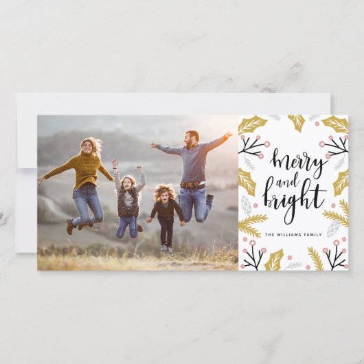 Merry & Bright | Fotovakantiekaart Feestdagenkaart (Voorkant)