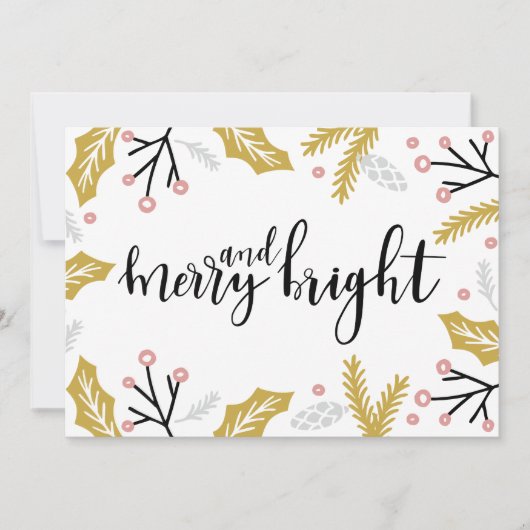 Merry & Bright | Fotovakantiekaart Feestdagenkaart (Voorkant)
