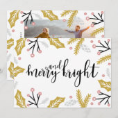 Merry & Bright | Fotovakantiekaart Feestdagenkaart (Voorkant / Achterkant)