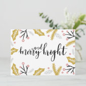 Merry & Bright | Fotovakantiekaart Feestdagenkaart (Staand voorkant)