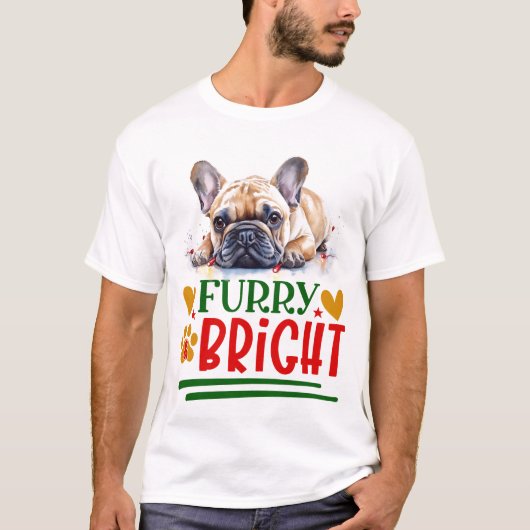 Merry & Bright Franse Bulldog T-shirt (Voorkant)
