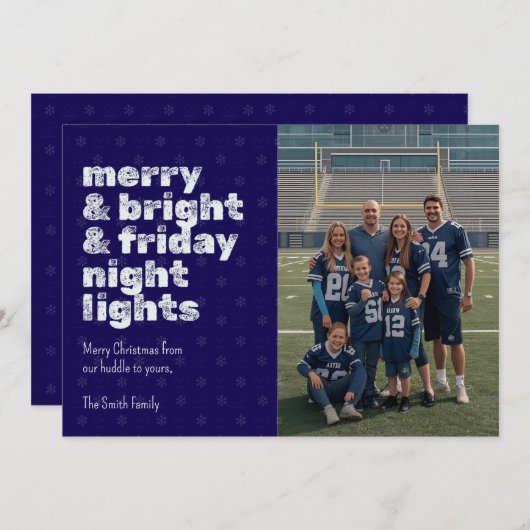 Merry & Bright & Friday Night Lights Photo Card Kaart (Voorkant / Achterkant)