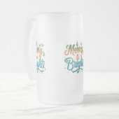 Merry & Bright Frosted Glass Mok - 16 oz (Voorkant links)