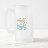 Merry & Bright Frosted Glass Mok - 16 oz