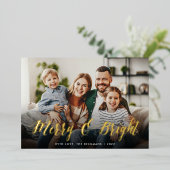 Merry & Bright Full Photo Folie Feestdagenkaart (Staand Voorkant)