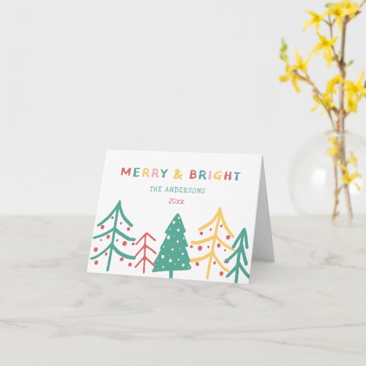 Merry & Bright Fun Pine Stijlvolle Kerst Kaarten (Gele Bloem)