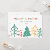Merry & Bright Fun Pine Stijlvolle Kerst Kaarten (Voorkant / Achterkant in situ)