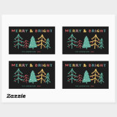 Merry & Bright Fun Pine Stijlvolle Kerstmis Zwart Rechthoekige Sticker (Vel)