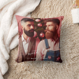 Merry & Bright Gay Retro Roze | Aangepaste foto Kussen