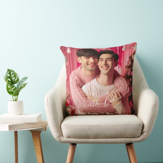 Merry & Bright Gay Retro Roze | Aangepaste foto Kussen (Stoel)