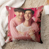Merry & Bright Gay Retro Roze | Aangepaste foto Kussen (Deken)