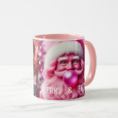 Merry & Bright Gay Retro Roze | Aangepaste foto Mok (Voorkant rechts)