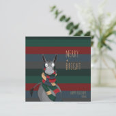 "Merry + Bright" Gek Schattige Ezel Feestdagenkaart (Staand voorkant)